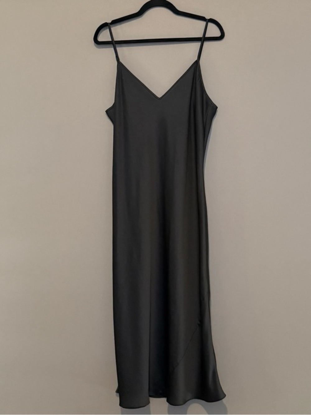 Wilfred Black Satin Slip Midi Dress XL Minimalist 90s Bias Cut